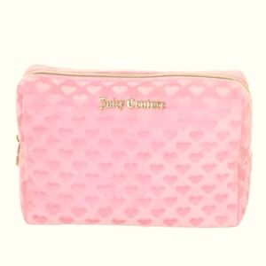Juicy Couture Pink Soft Velour Heart Toiletry Bag Includes Juicy Couture Bottle